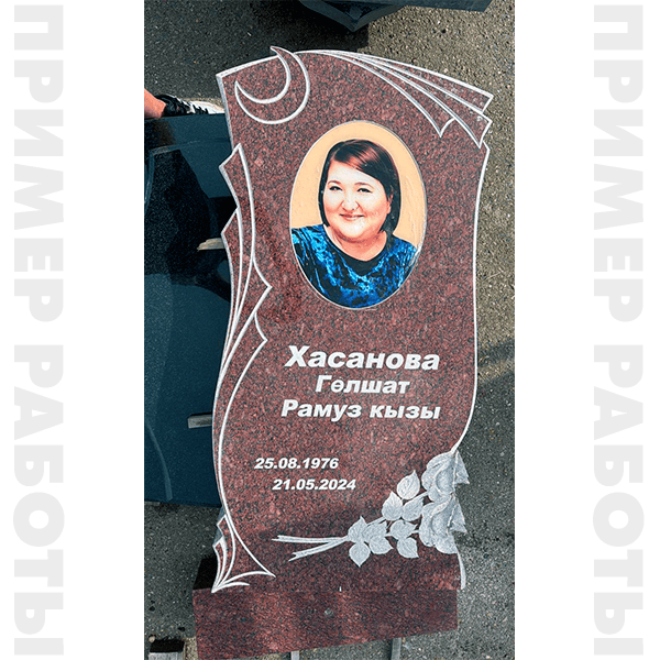 резной памятник из красного гранита
