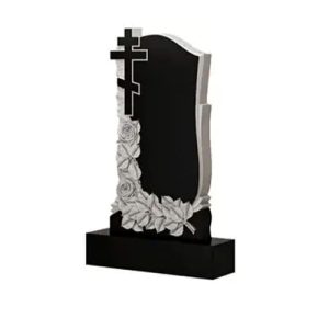 Памятник барельеф Резной с цветами и крестом