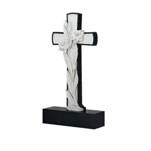 Памятник барельеф Крест с нарцисами