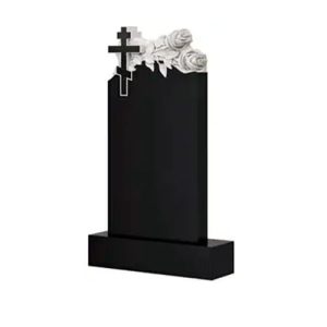 Памятник барельеф крест с двумя объёмными розами