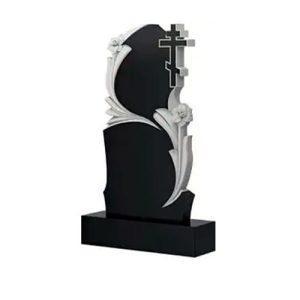 Памятник барельеф крест с декором из цветов