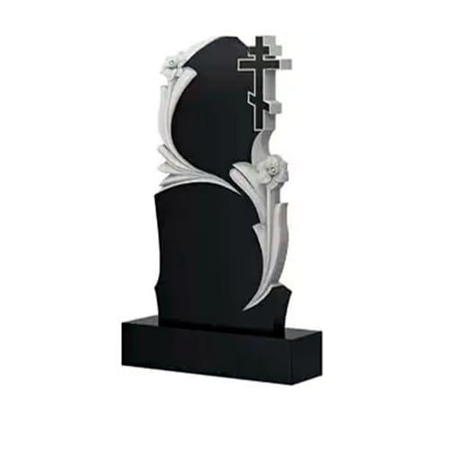 Памятник барельеф крест с декором из цветов Памятник барельеф крест с декором из цветов