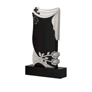 Памятник барельеф с вуалью, розами и крестом